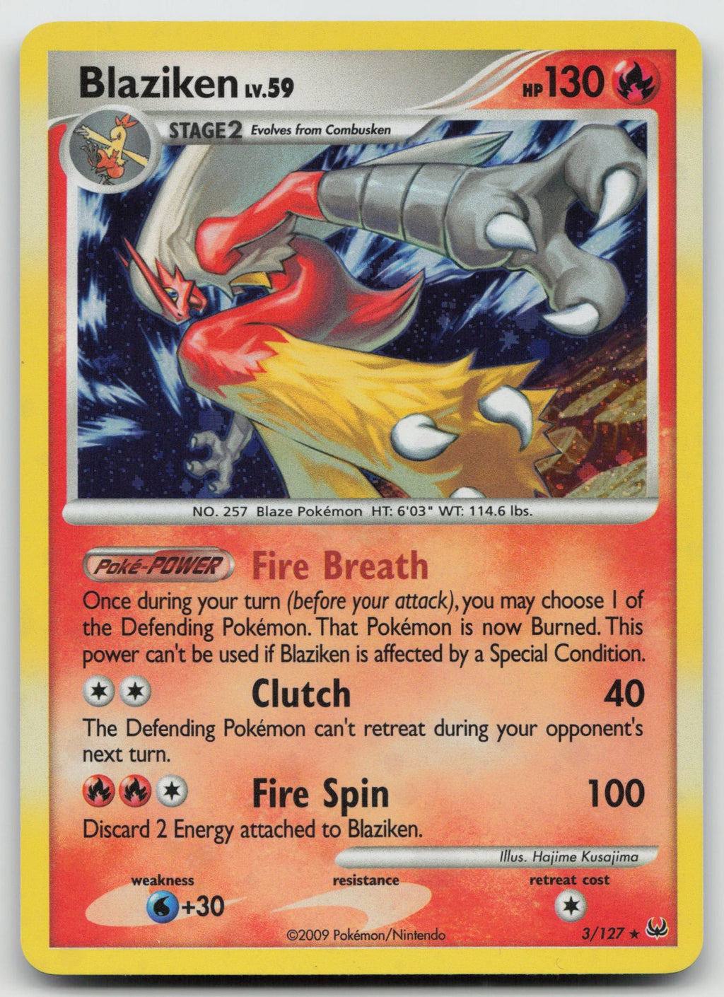 Blaziken Holo Rare Platinum 3/127 NM