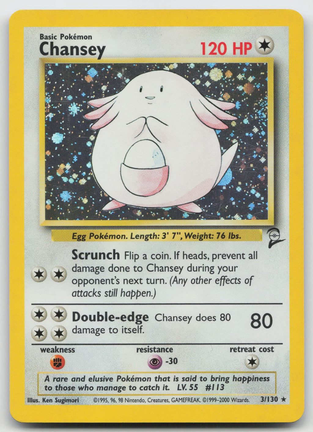 Chansey Holo Rare Base Set 2 3/130 NM/VLP