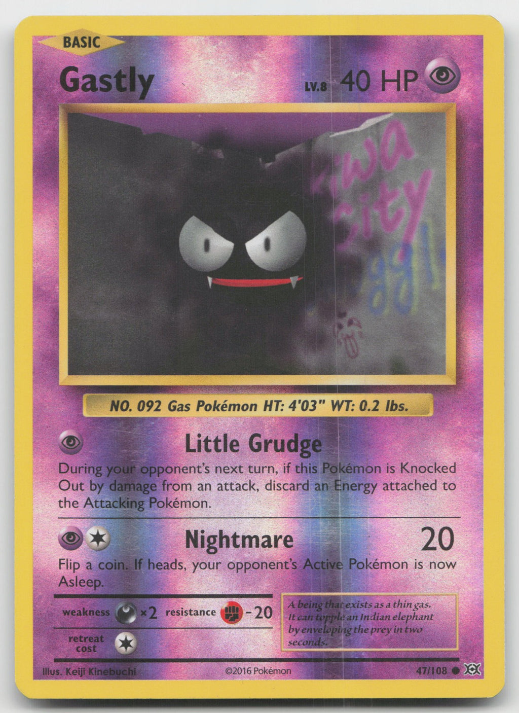 Gastly Reverse Holo Common XY - Evolutions 47/108 LP
