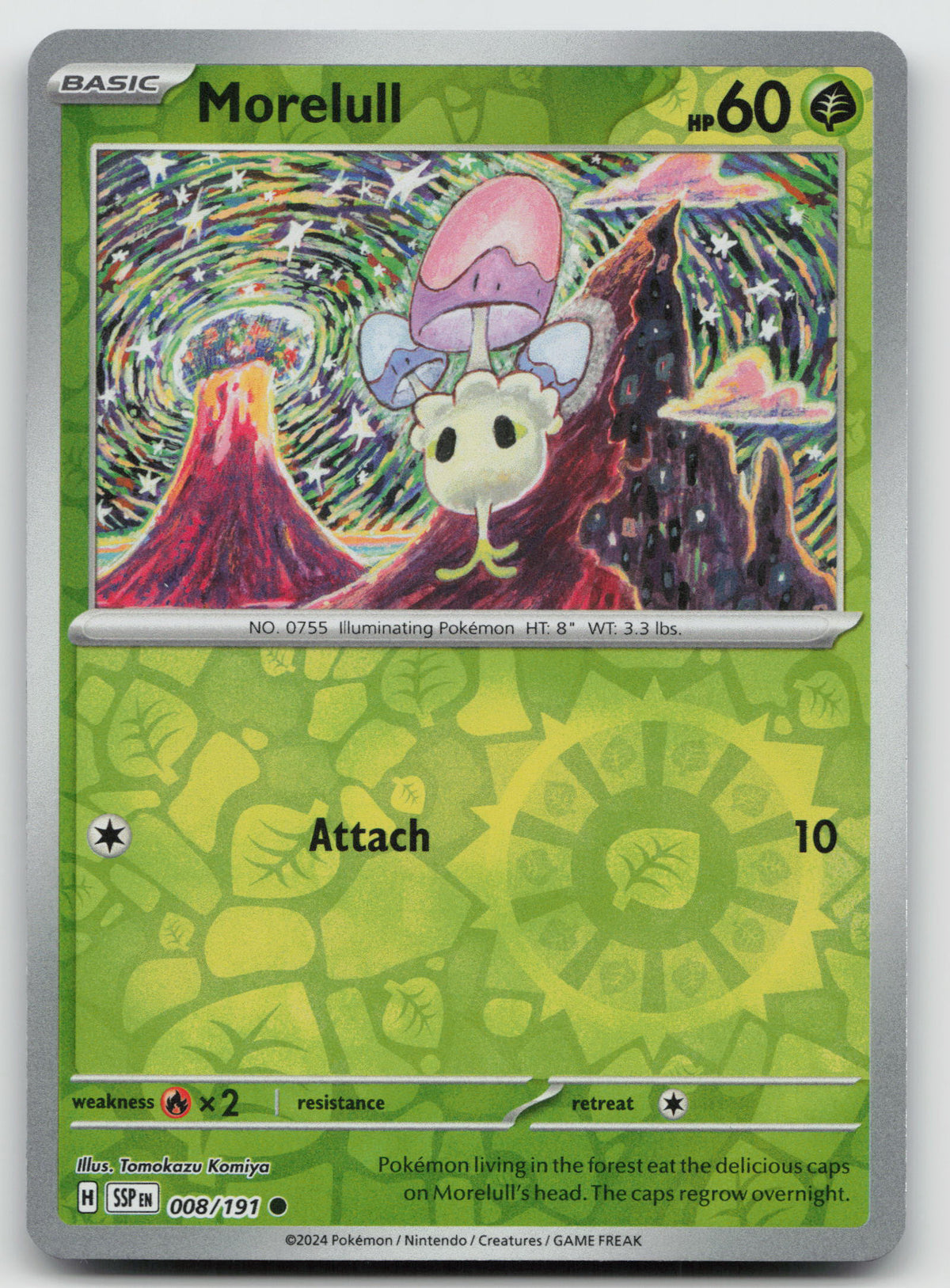 Morelull Common Reverse Holo SV08: Surging Sparks 008/191 NM