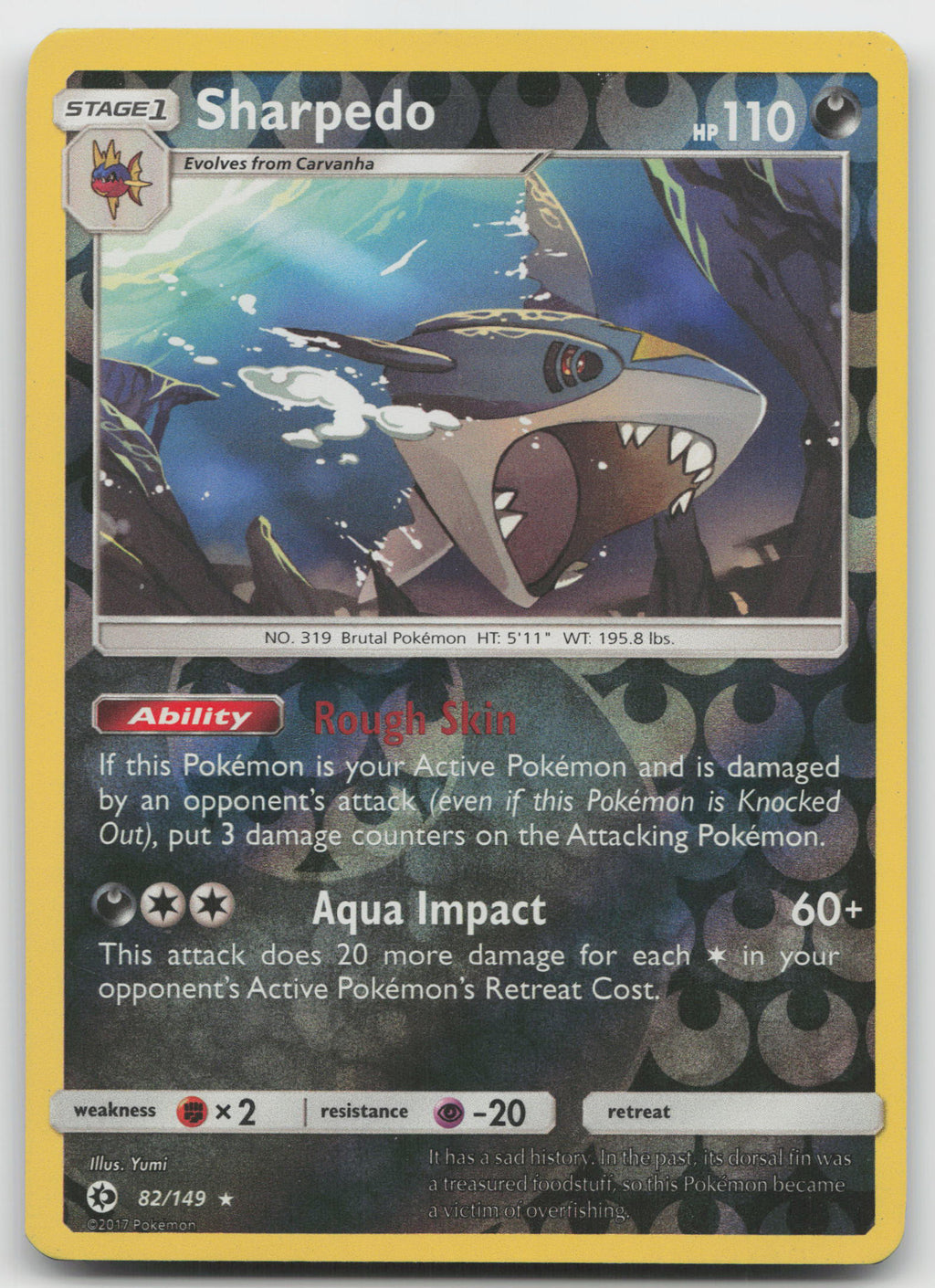 Sharpedo Holo Rare Reverse Holofoil SM Base Set 82/149 VLP