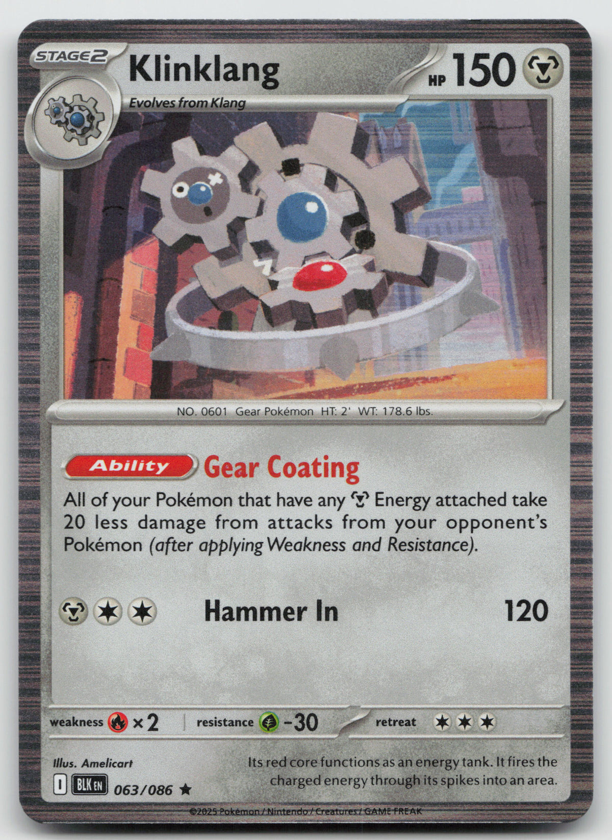 Klinklang Rare Holo SV: Black Bolt 063/086 NM