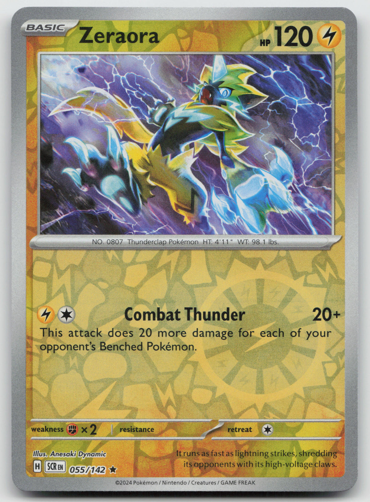 Zeraora - Rare Reverse Holo SV07: Stellar Crown 055/142 NM