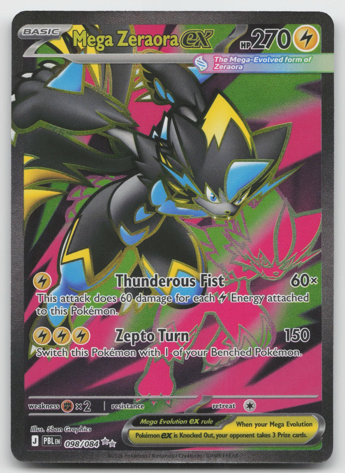 Mega Zeraora ex Holo Ultra Rare ME05: Pitch Black 098/084 NM