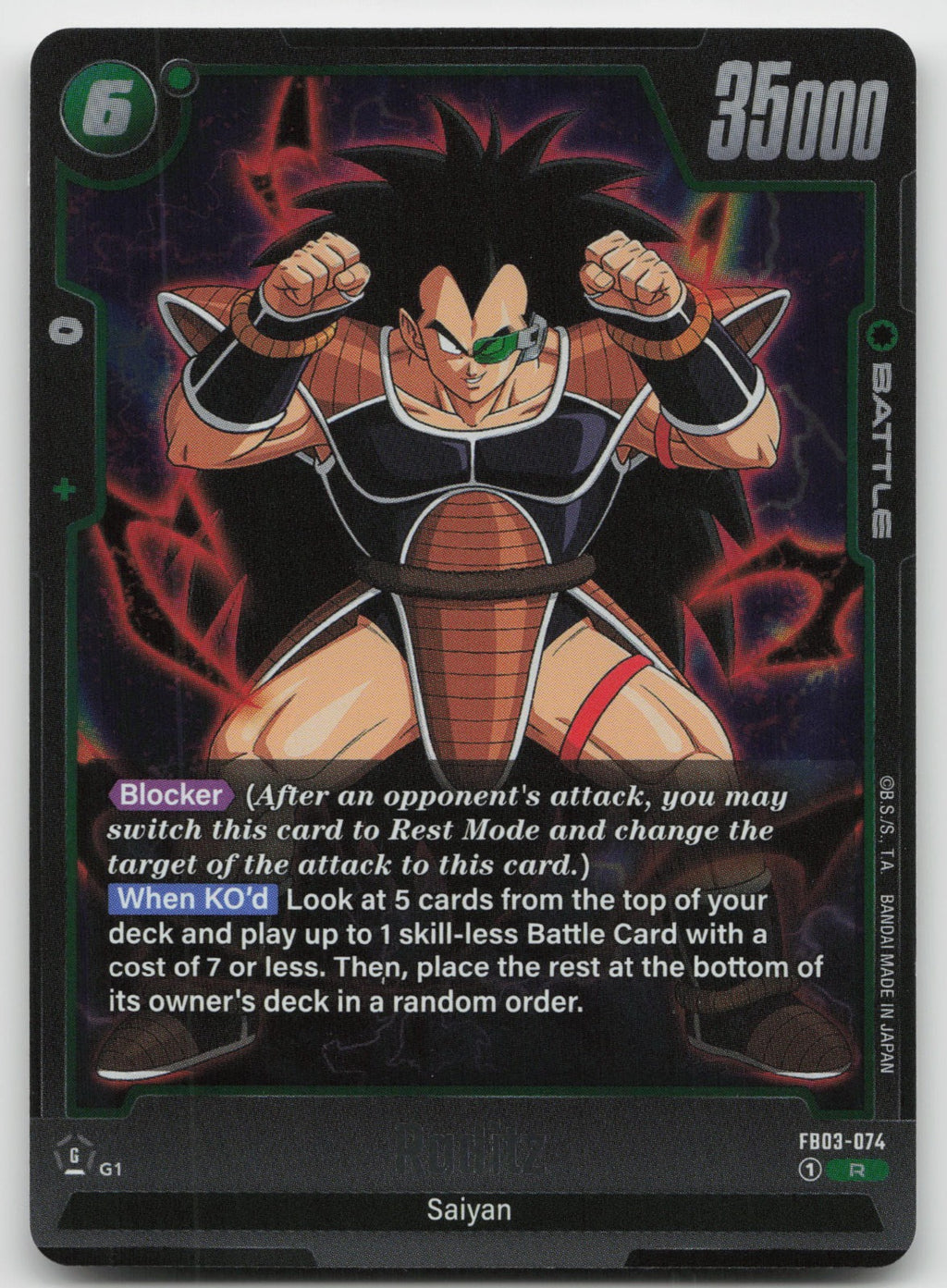 Raditz Rare Holo Raging Roar FB03-074 NM