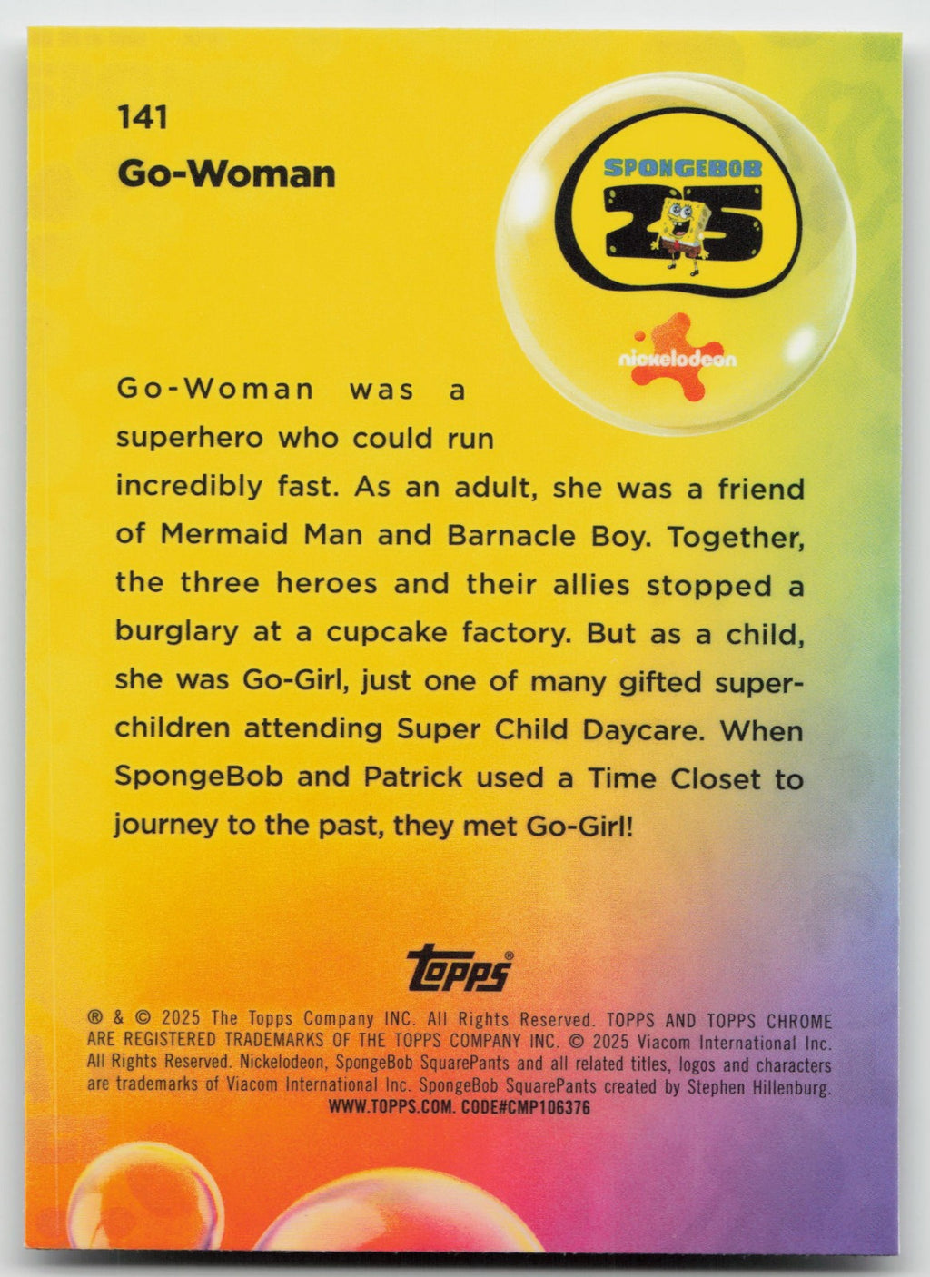 Go-Woman Base Topps Chrome SpongeBob SquarePants 25th Anniversary 141 NM