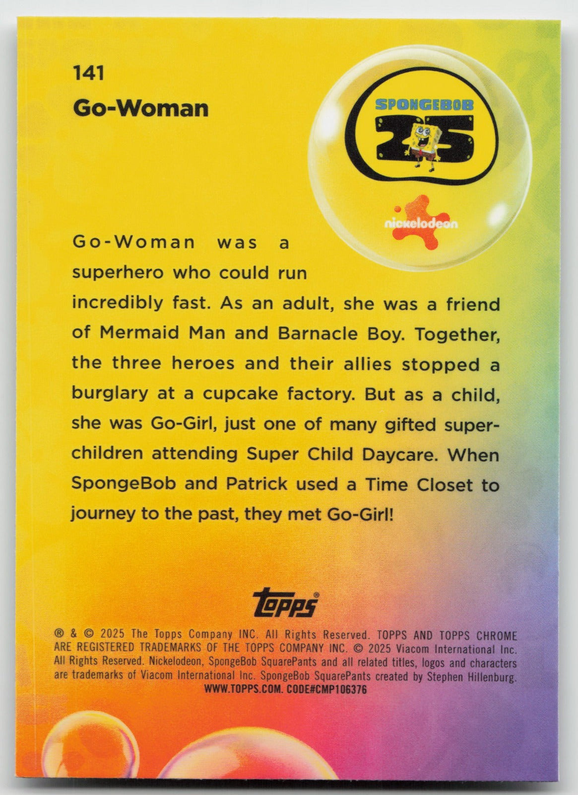 Go-Woman Base Topps Chrome SpongeBob SquarePants 25th Anniversary 141 NM