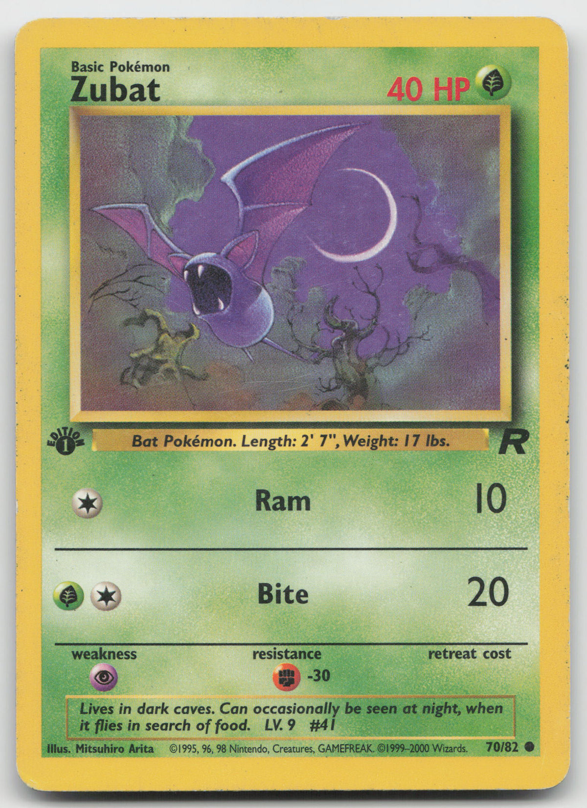 Zubat Common 1st Edition Team Rocket 70/82 HP