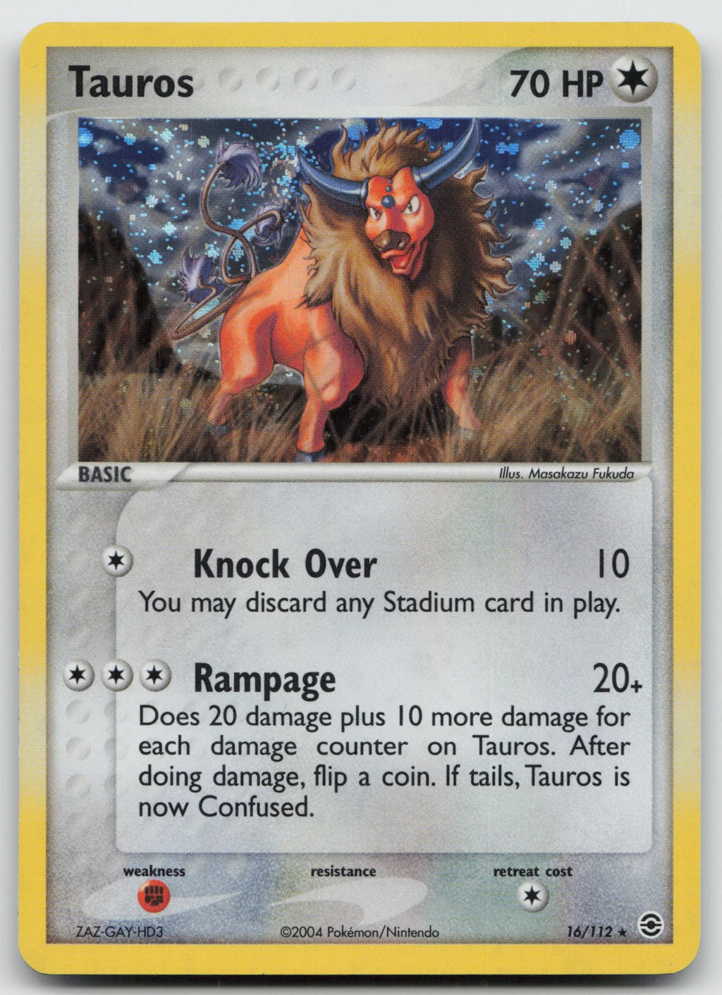 Tauros Holo Rare FireRed & LeafGreen 16/112 LP