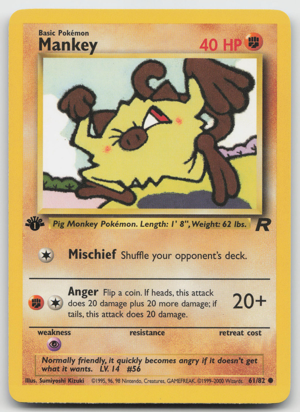 Mankey Common 1st Edition Team Rocket 61/82 LP