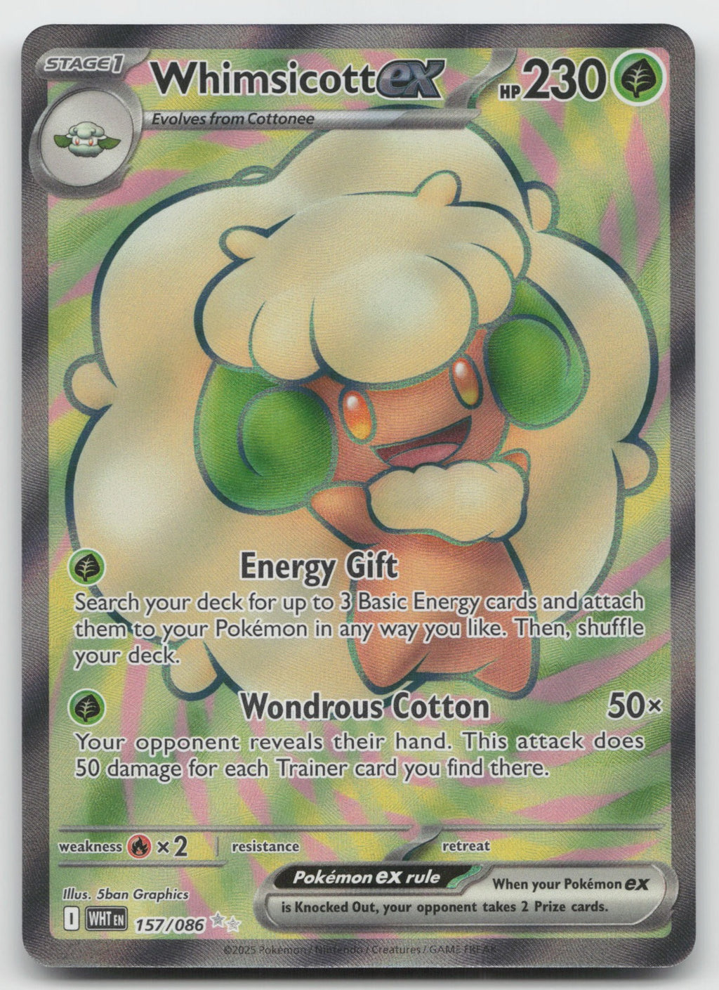 Whimsicott ex Holo Ultra Rare SV: White Flare 157/086 NM