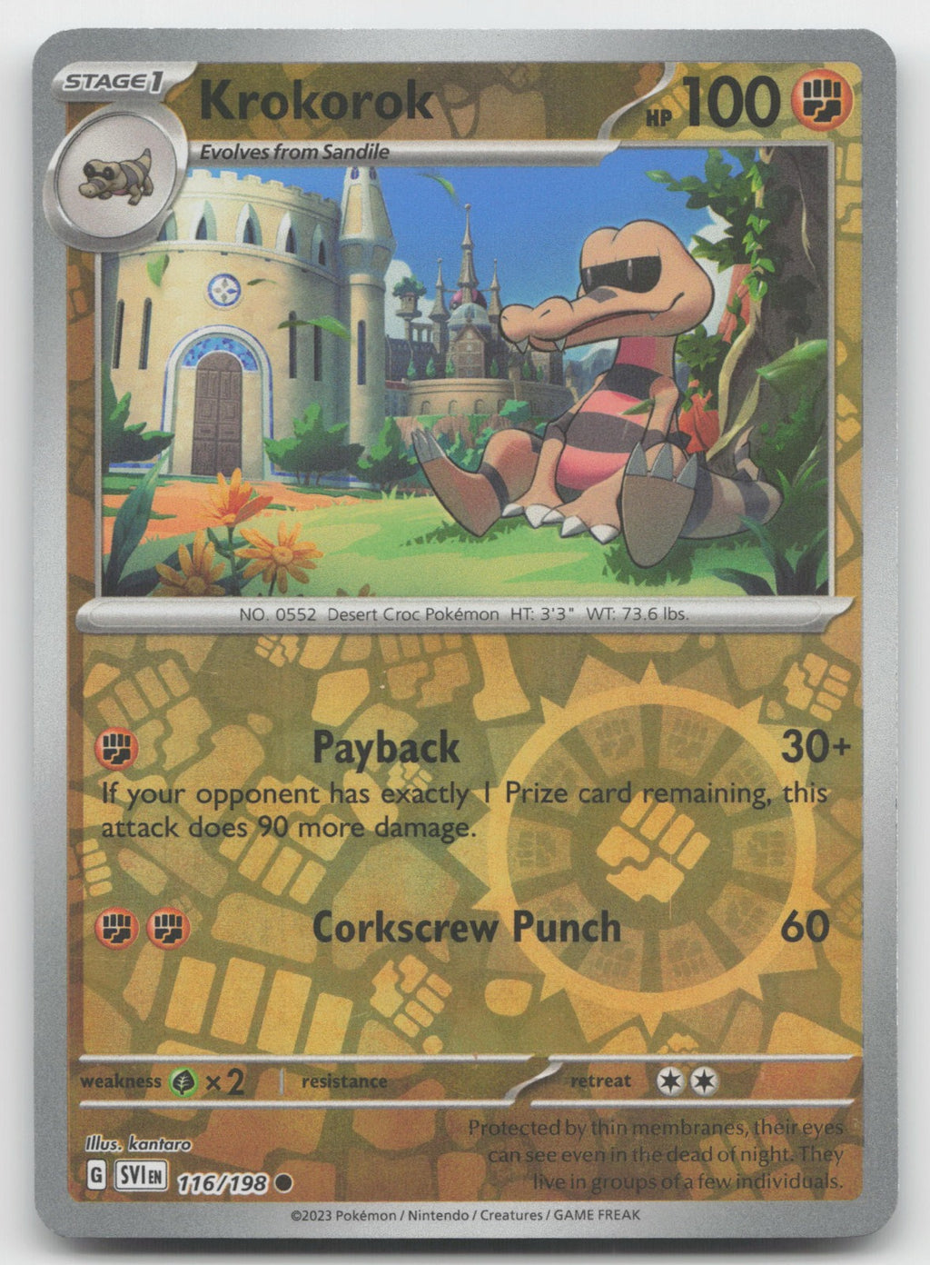 Krokorok Reverse Holo Common SV01: Scarlet & Violet Base Set 116/198 NM
