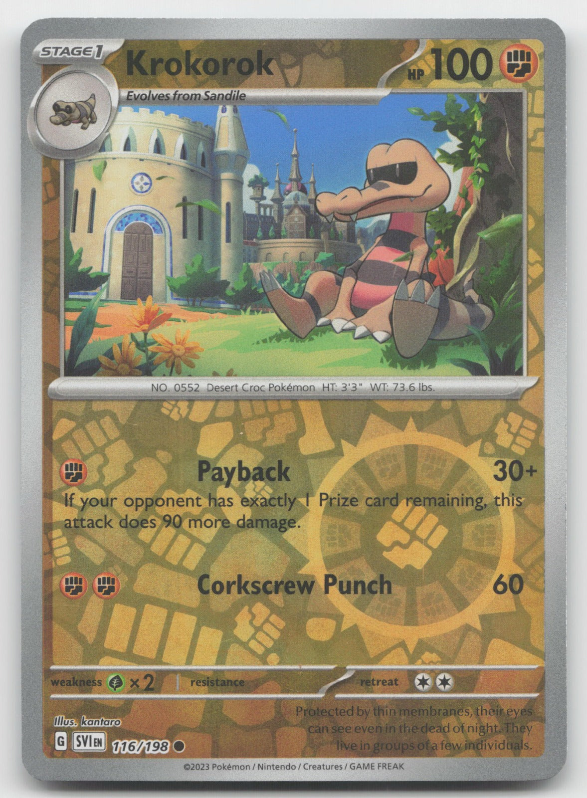 Krokorok Reverse Holo Common SV01: Scarlet & Violet Base Set 116/198 NM