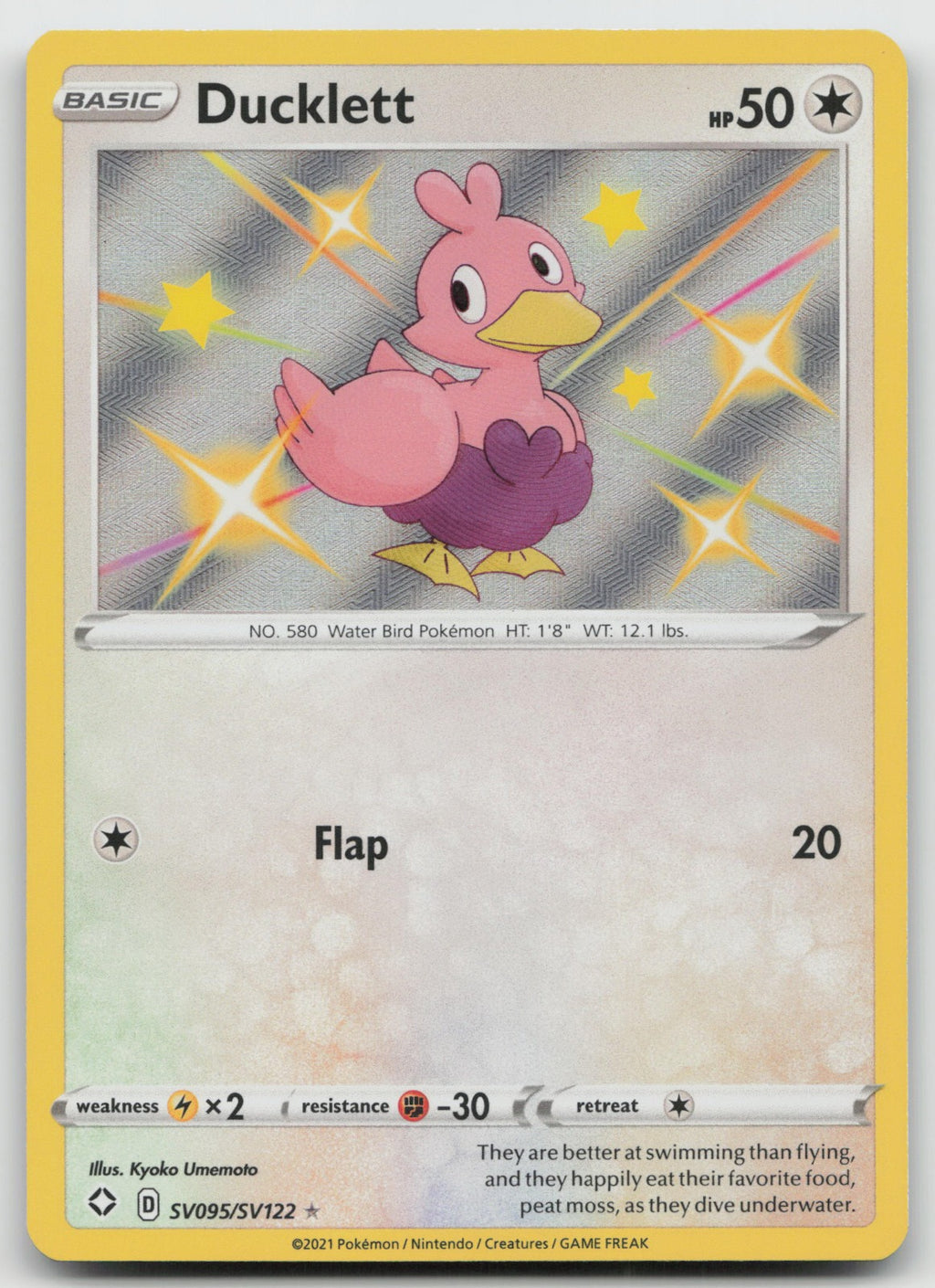 Ducklett Shiny Holo Rare Shining Fates: Shiny Vault SV095/SV122 NM