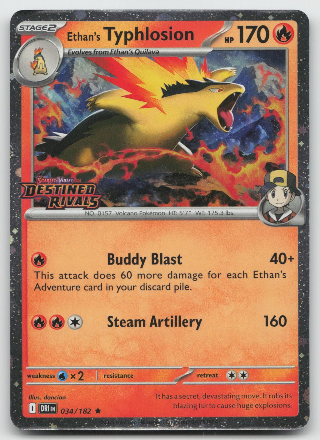 Ethan's Typhlosion (Prerelease) Rare Holo Destined Rivals Stamp 034/182 NM