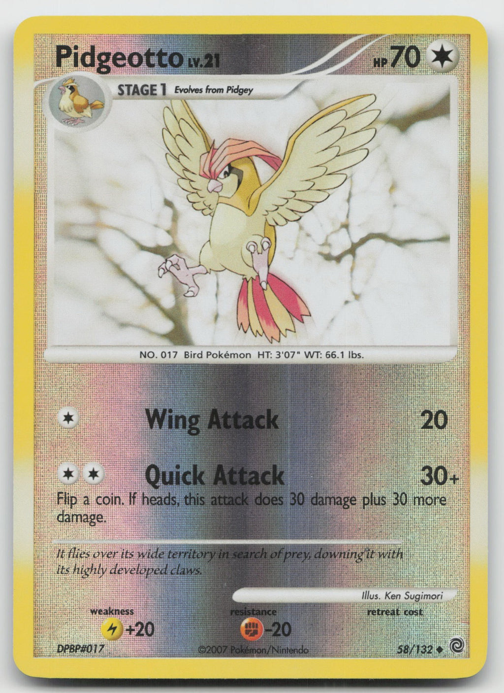 Pidgeotto Uncommon Reverse Holo Secret Wonders 58/132 VLP