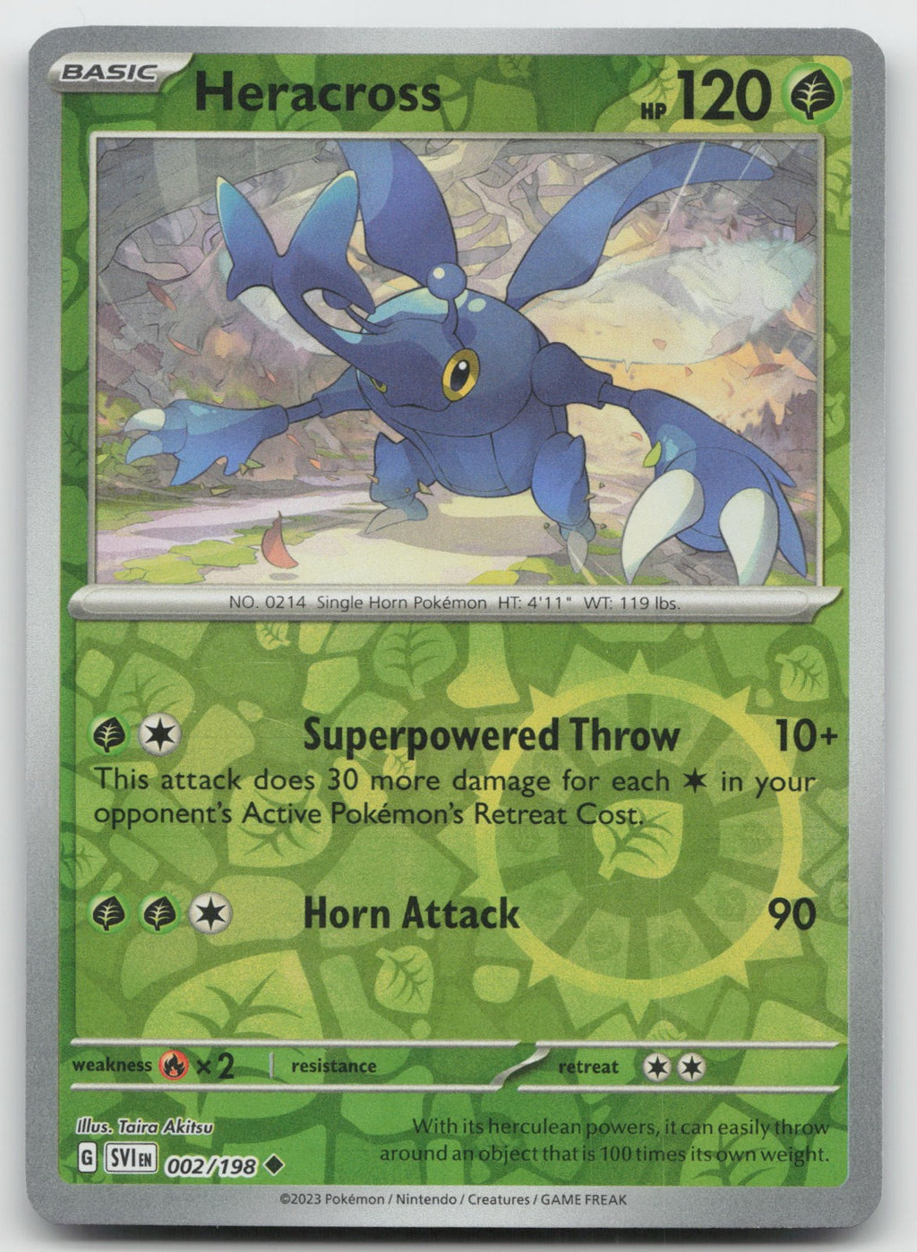 Heracross Reverse Holo Uncommon SV01: Scarlet & Violet Base Set 002/198 NM