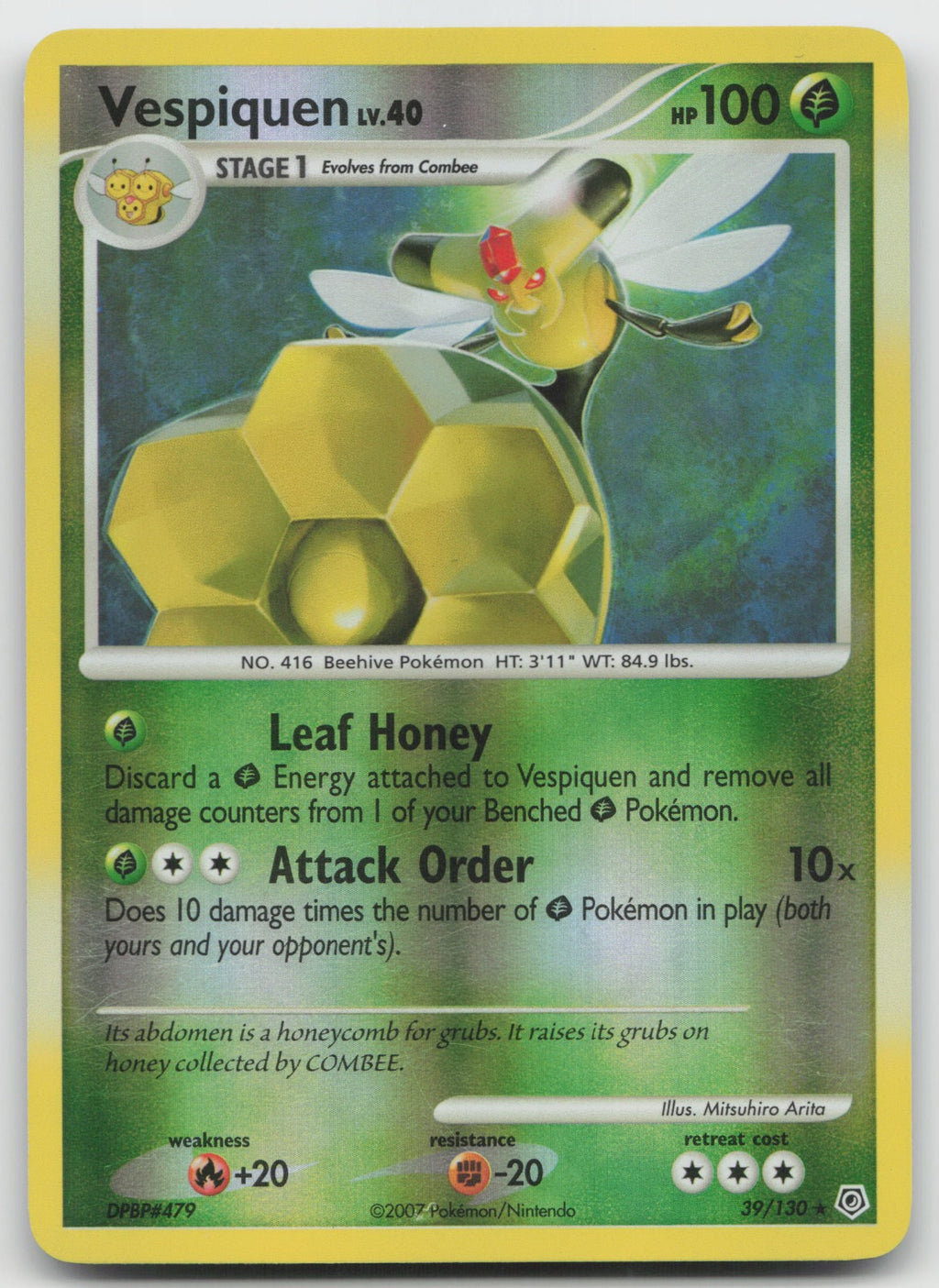 Vespiquen Rare Reverse Holo Diamond and Pearl 39/130 LP