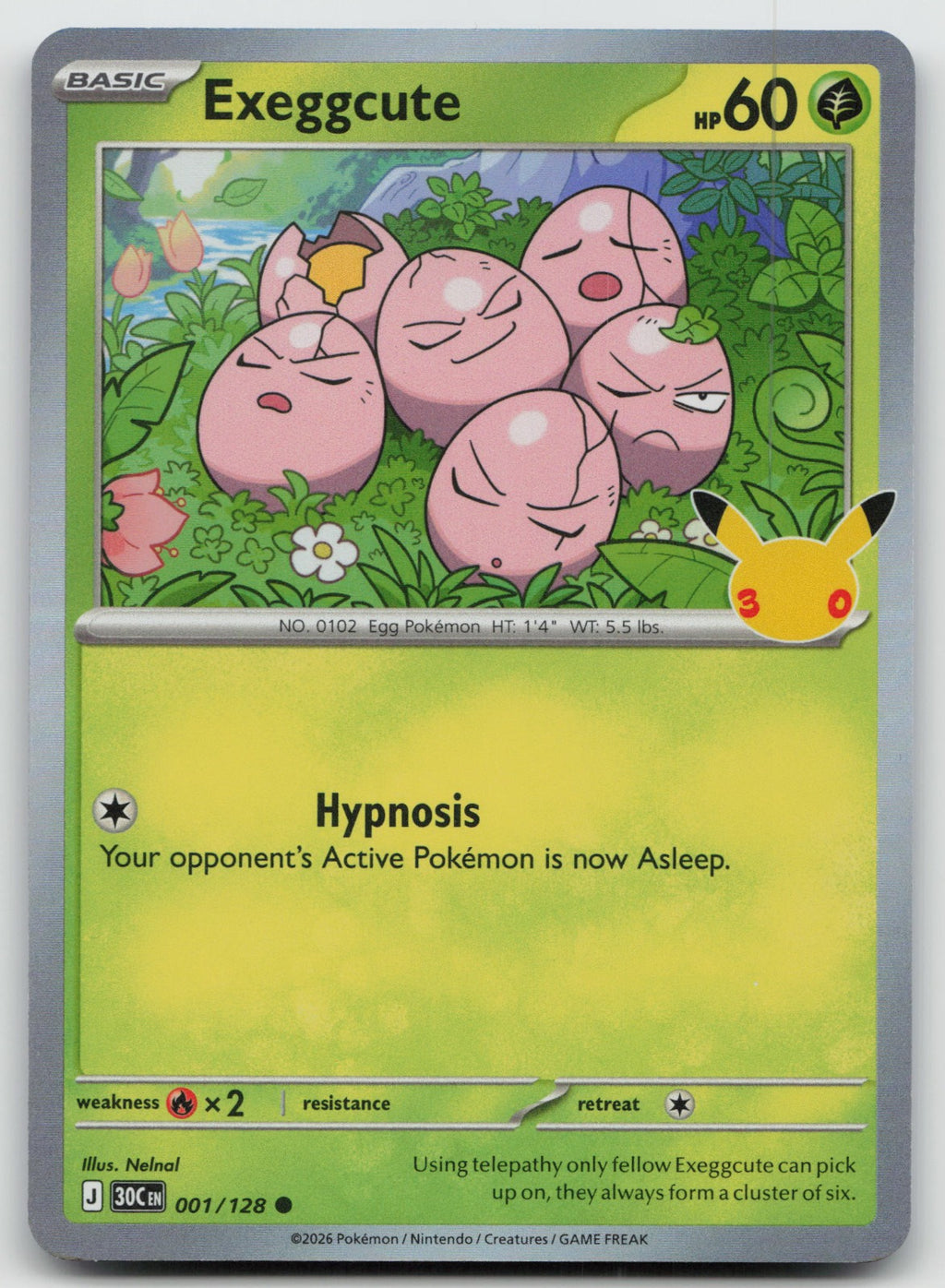 Exeggcute Holo Common ME: 30th Celebration 001/128 NM
