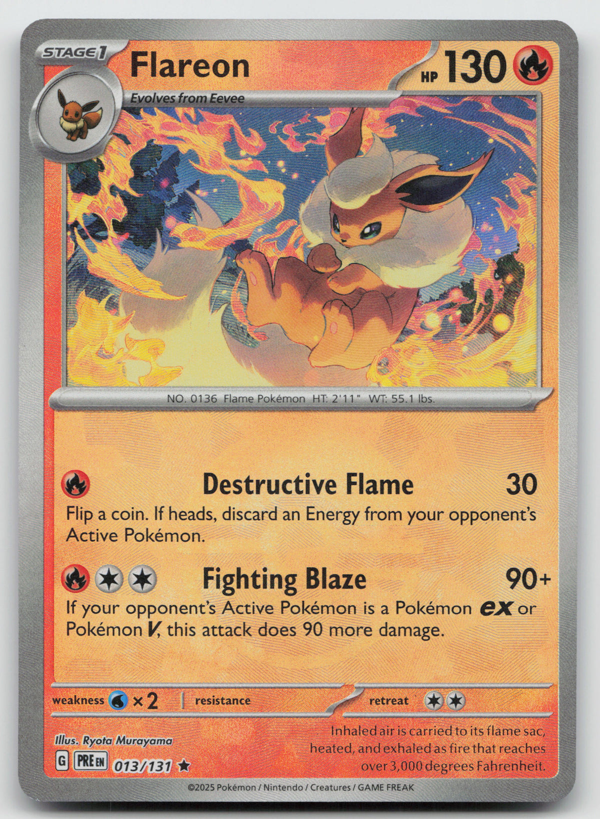 Flareon (Poke Ball Pattern) Rare Holo SV: Prismatic Evolutions 013/131 NM