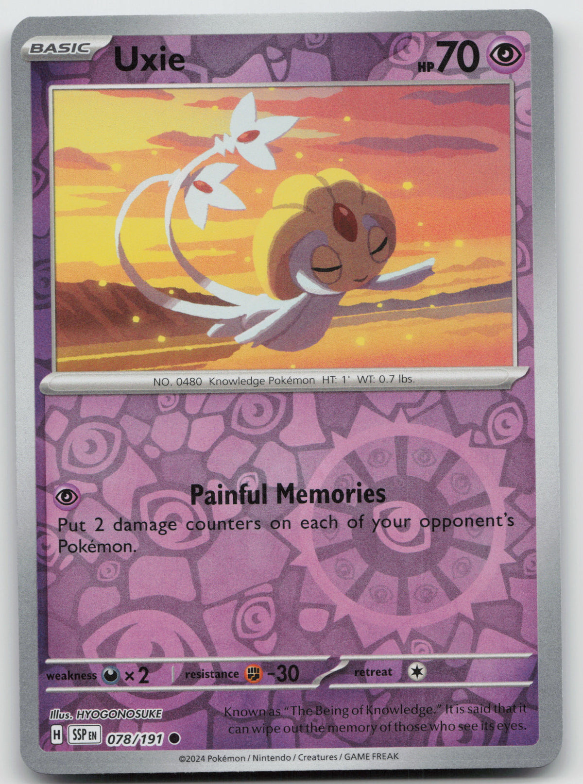 Uxie Common Reverse Holo SV08: Surging Sparks 078/191 NM