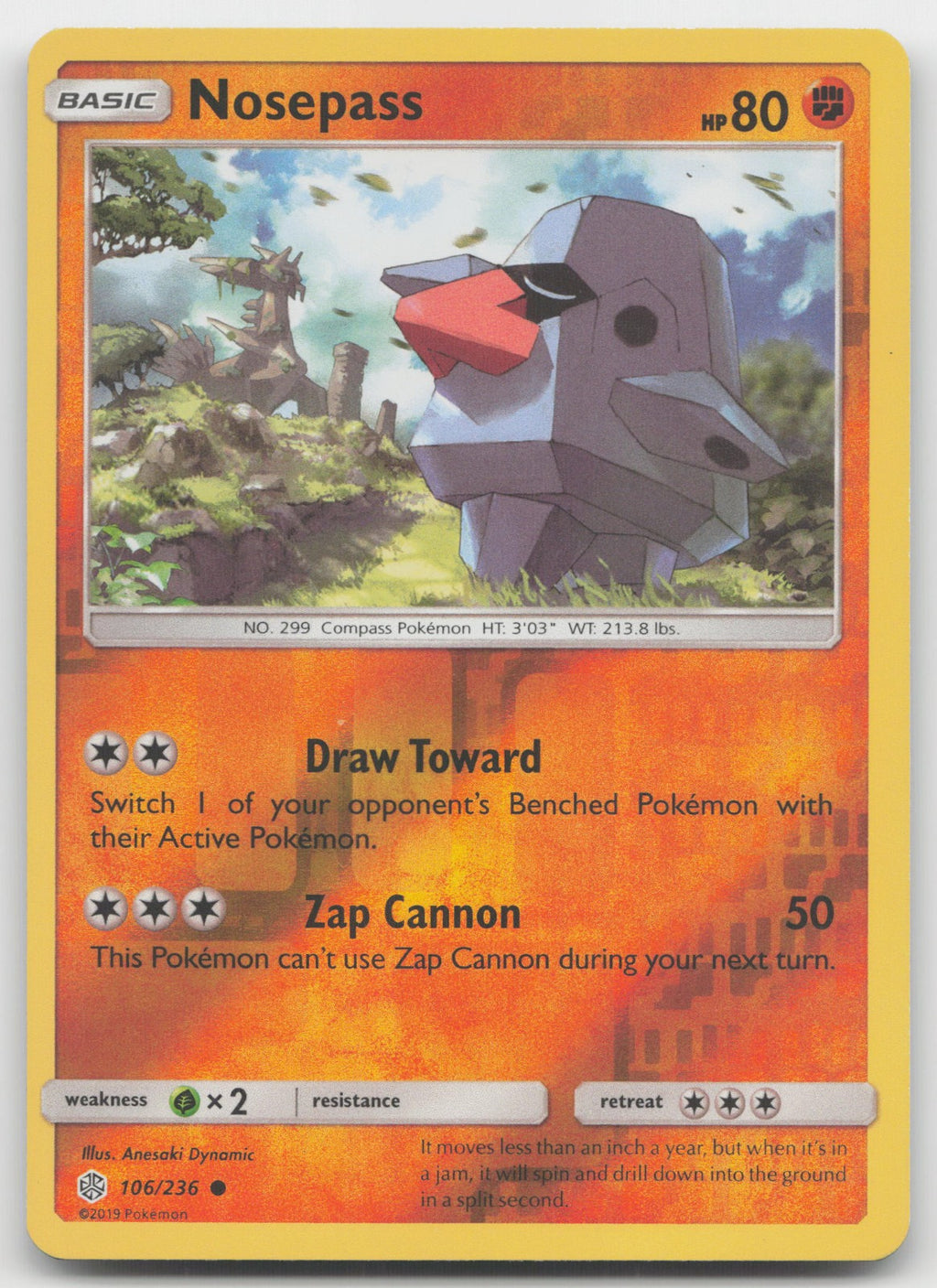 Nosepass Reverse Holo Common SM - Cosmic Eclipse 106/236 NM