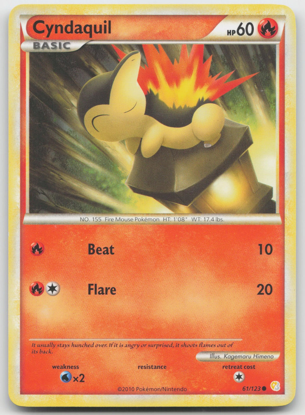 Cyndaquil Common HeartGold SoulSilver 61/123 LP