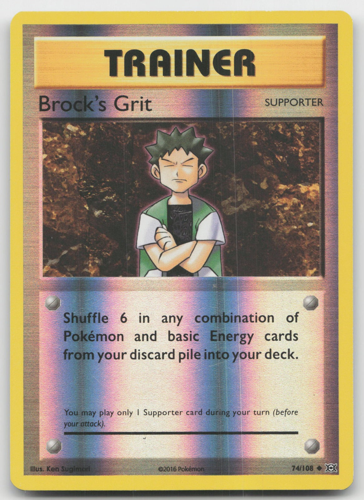 Brock's Grit Reverse Holo Uncommon XY - Evolutions 74/108 VLP