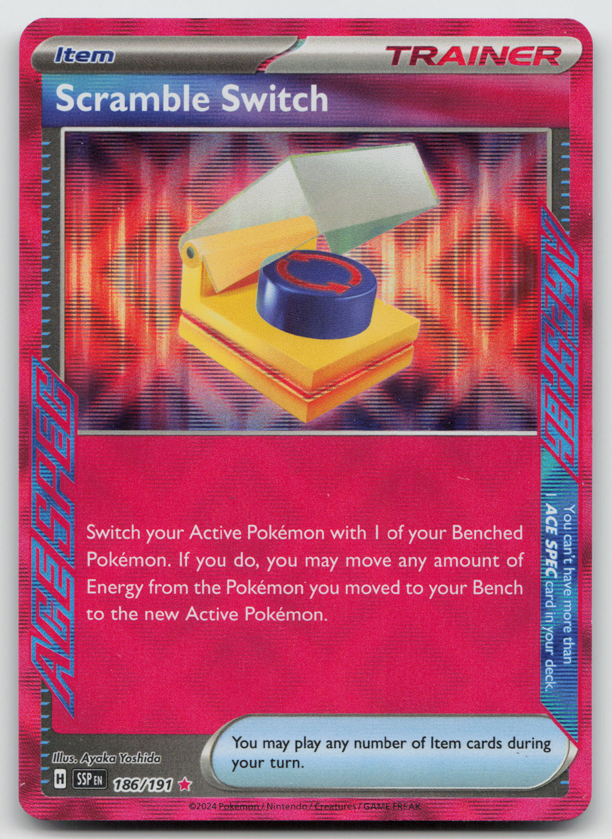 Scramble Switch ACE SPEC Rare Reverse Holo SV08: Surging Sparks 186/191 NM