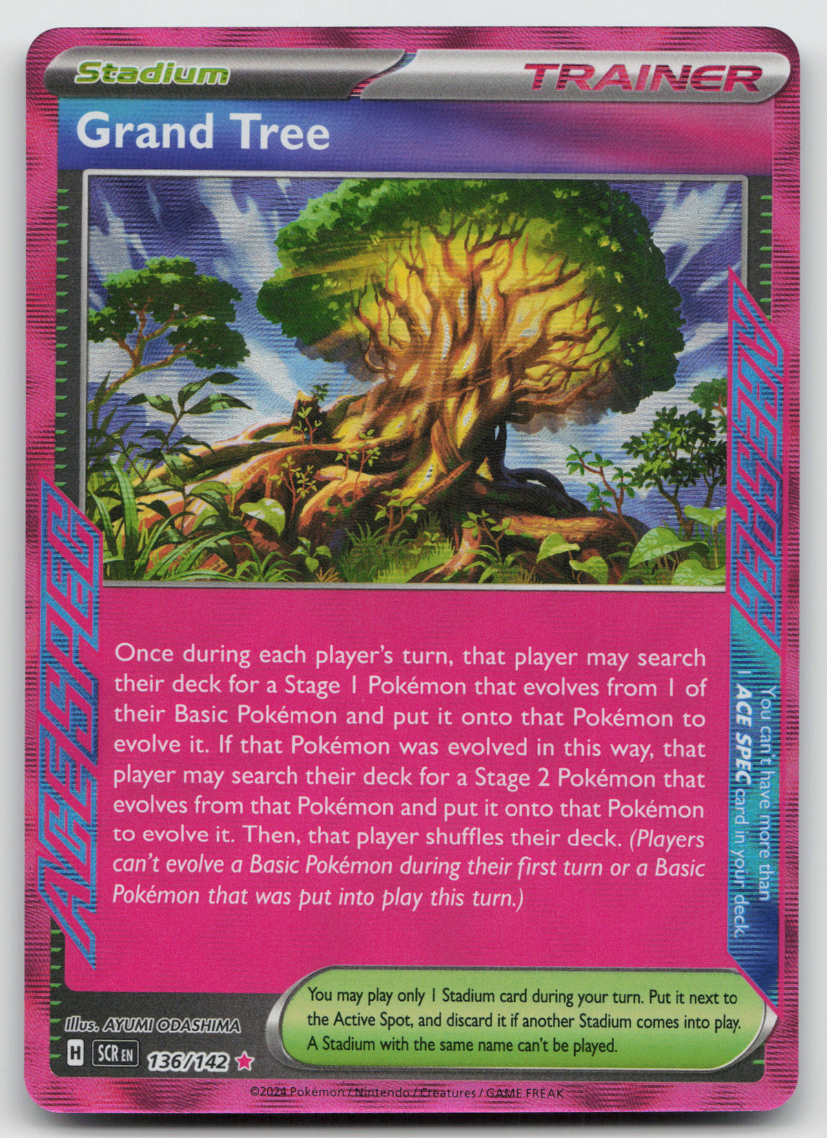 Grand Tree ACE SPEC Rare Reverse Holo SV07: Stellar Crown 136/142 NM