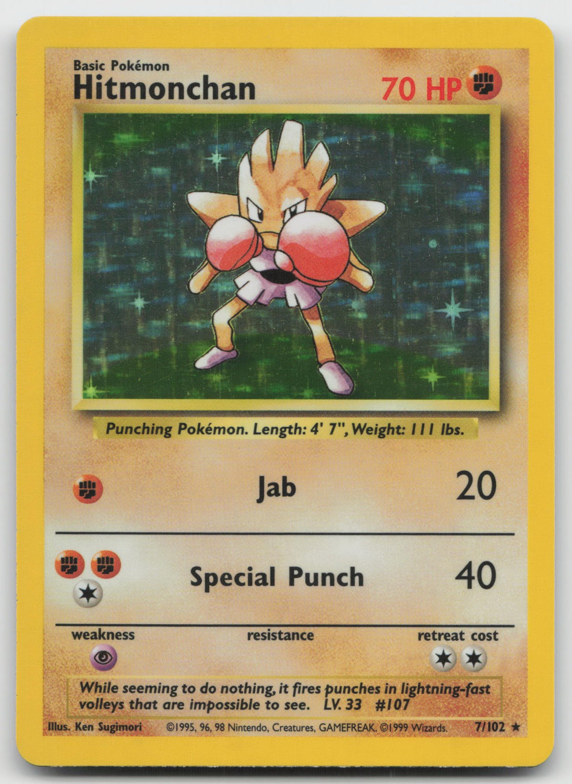 Hitmonchan Holo Rare Base Set 7/102 VLP