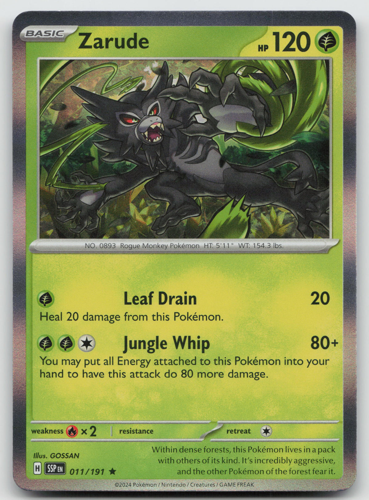Zarude Rare Holo SV08: Surging Sparks 011/191 NM