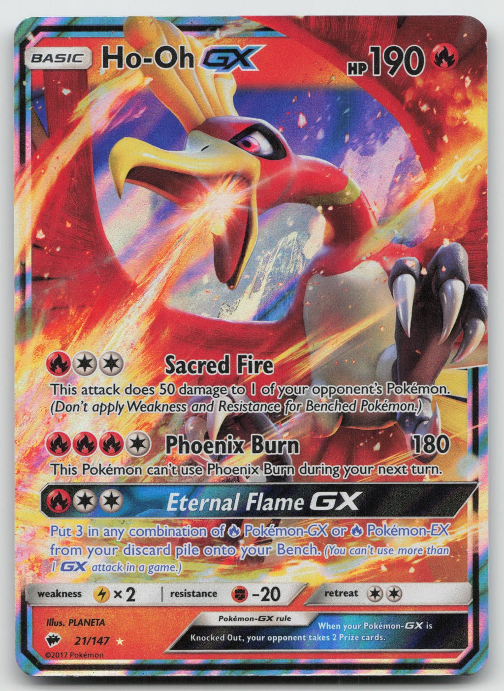 Ho-Oh GX Holo Ultra Rare SM - Burning Shadows 21/147 NM/VLP