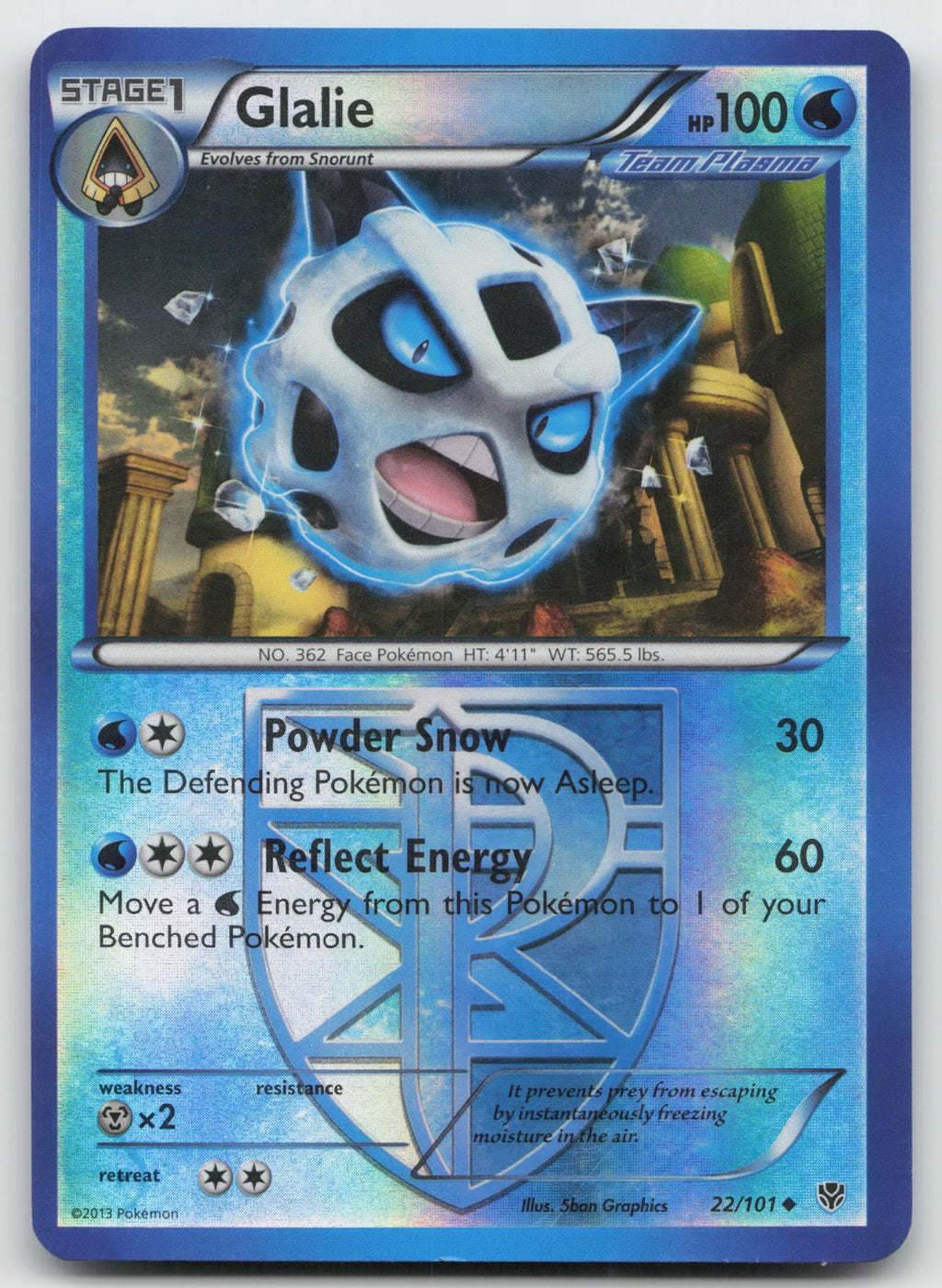 Glalie (Team Plasma) Uncommon Reverse Holo Plasma Blast 22/101 MP