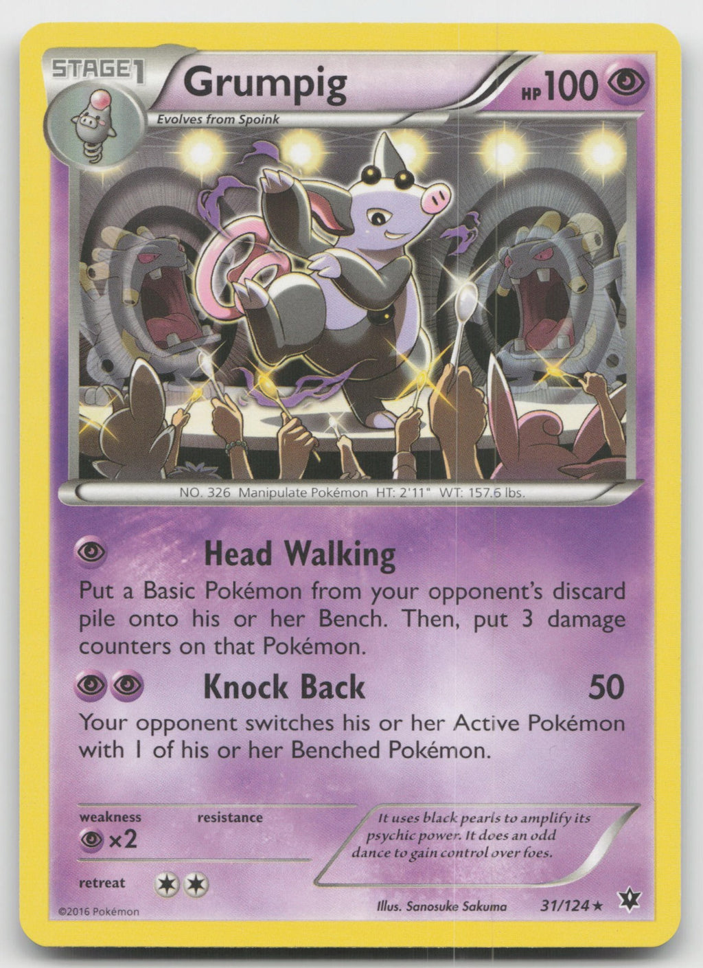 Grumpig Rare XY - Fates Collide 31/124 LP