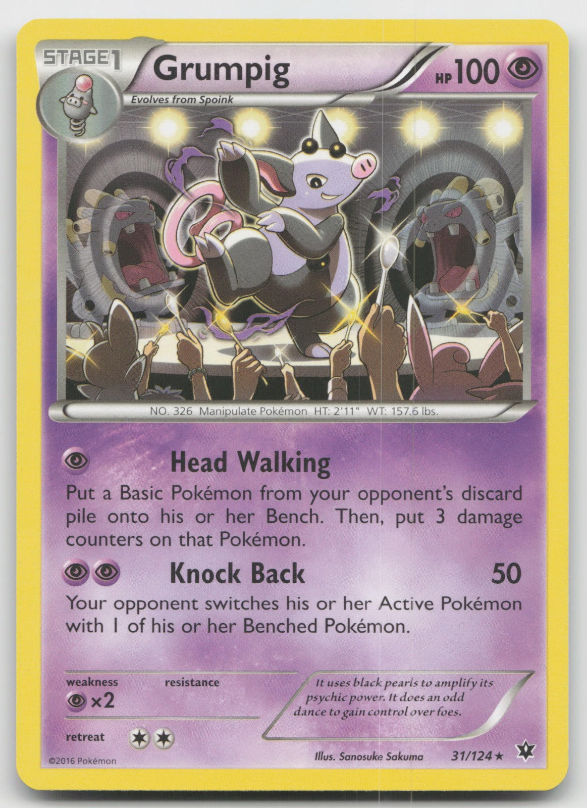 Grumpig Rare XY - Fates Collide 31/124 LP