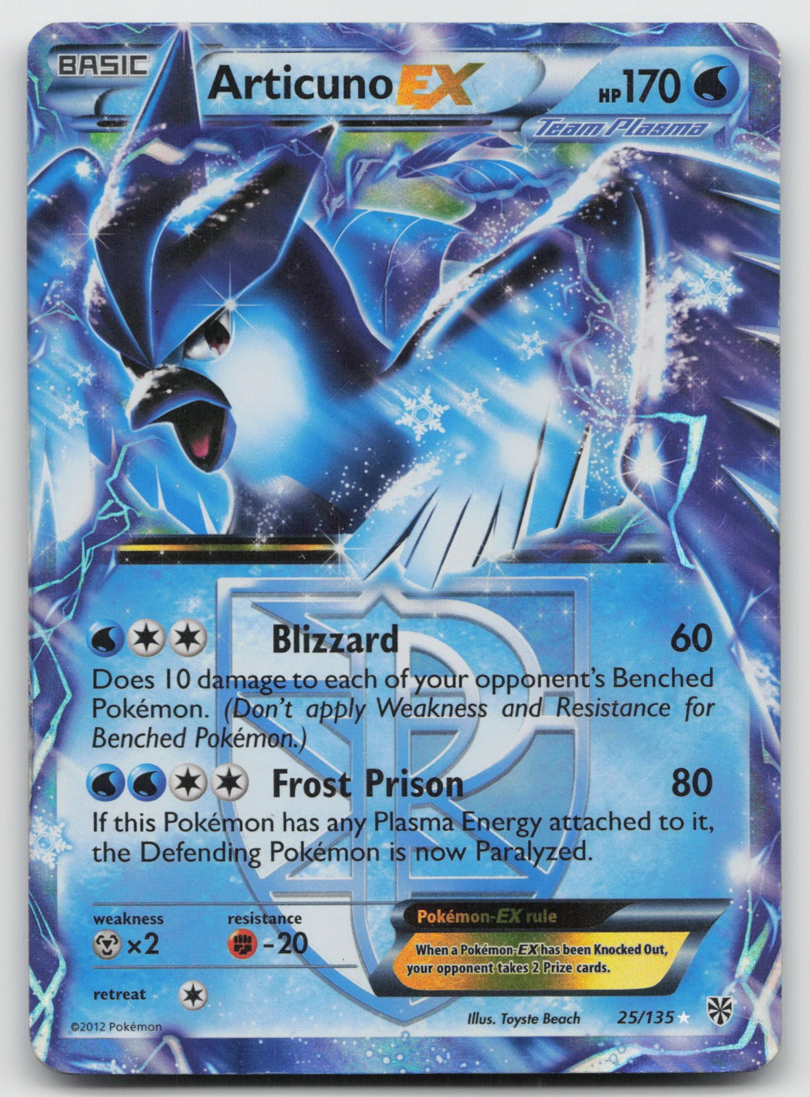 Articuno EX (Team Plasma) Ultra Rare Holo Plasma Storm 25/135 DMG