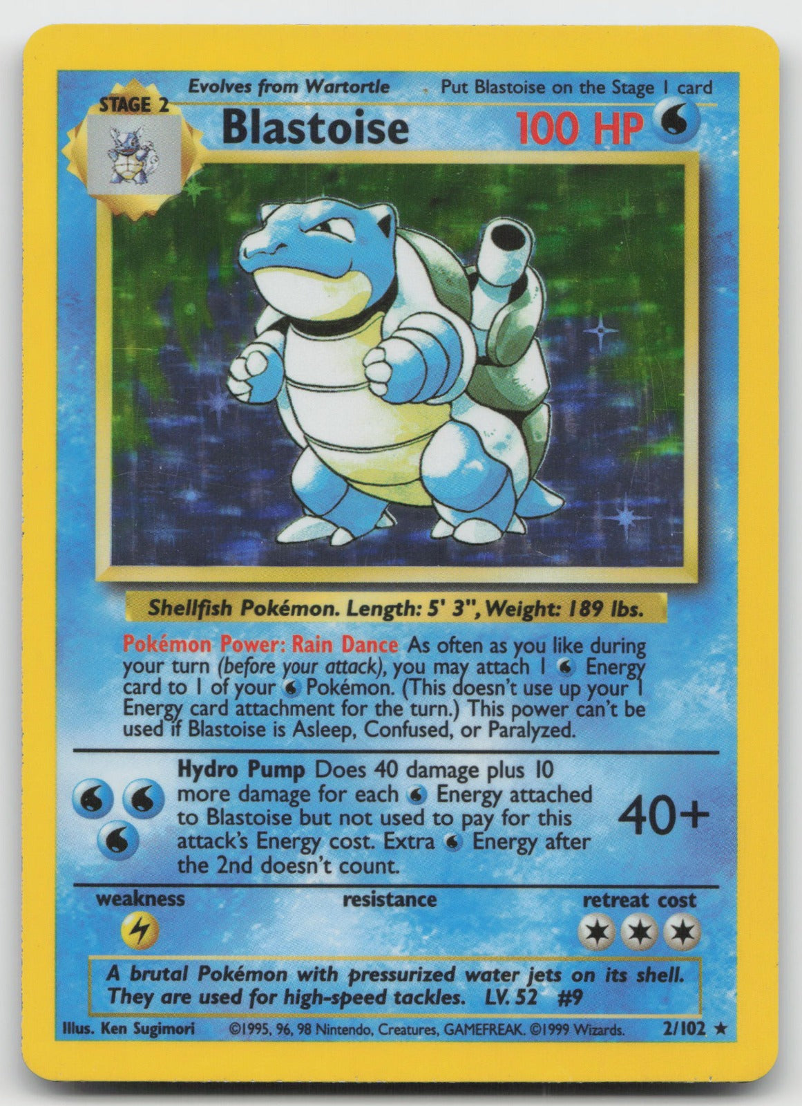 Blastoise Holo Rare Base Set 2/102 LP/MP