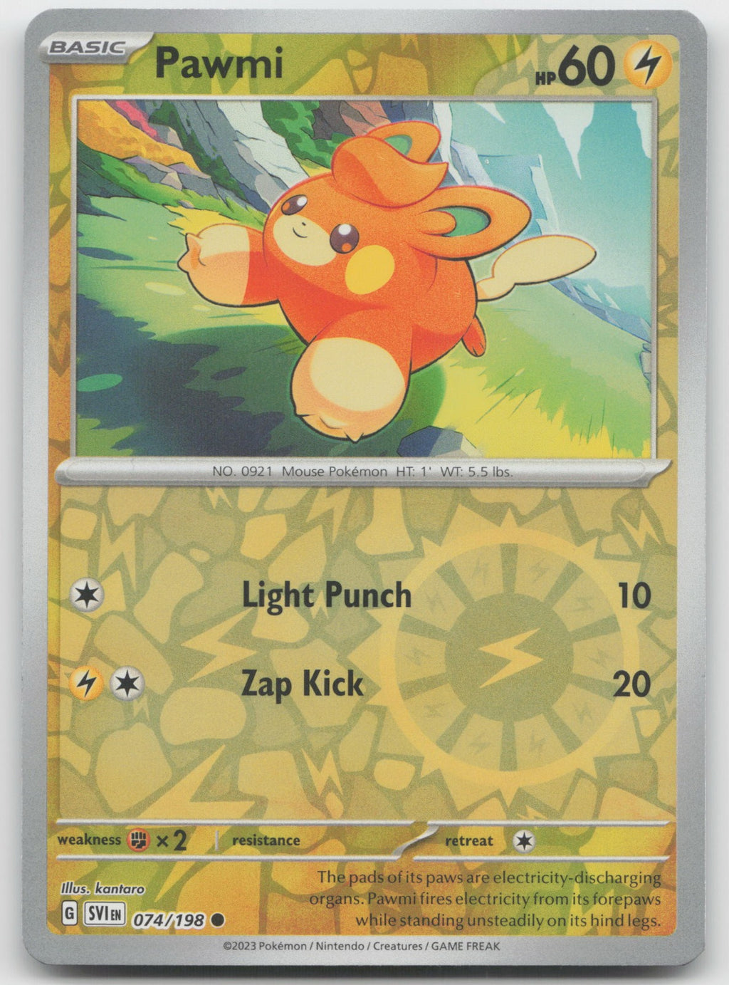 Pawmi Reverse Holo Common SV01: Scarlet & Violet Base Set 074/198 NM