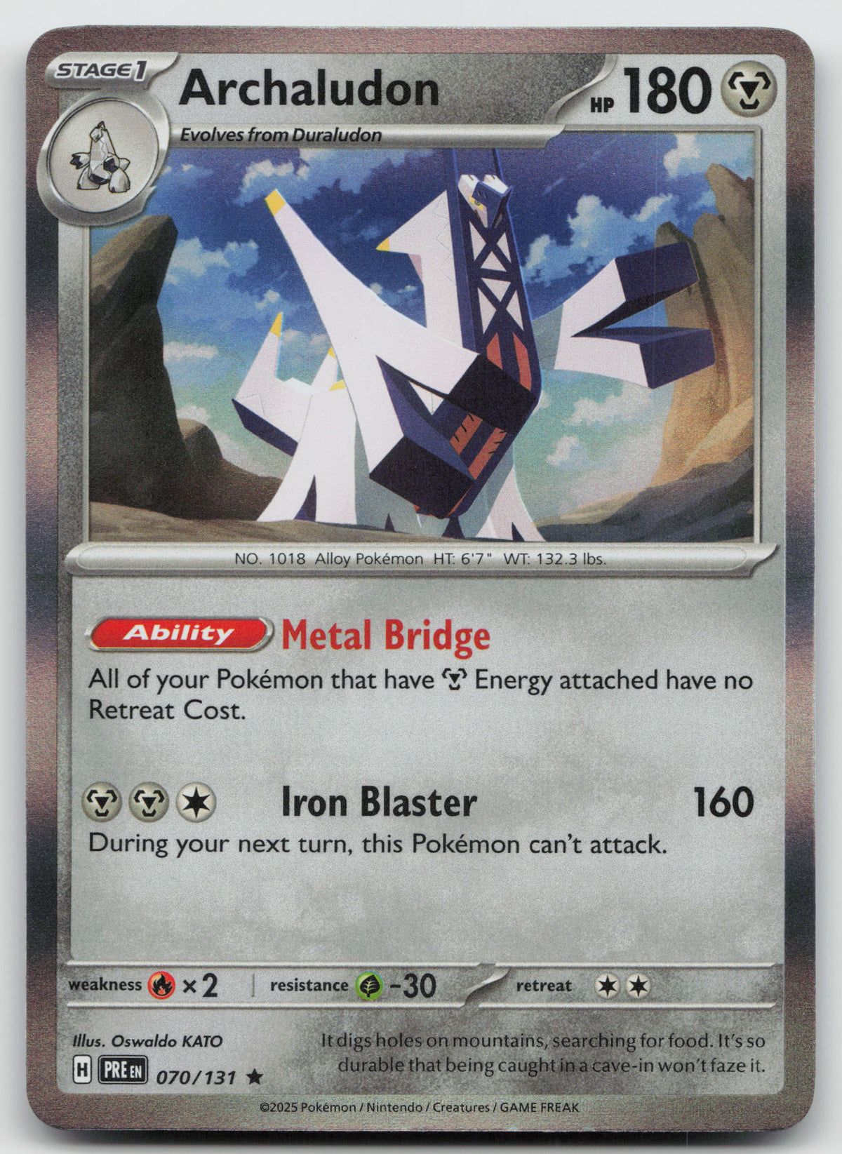 Archaludon Rare Holo SV: Prismatic Evolutions 070/131 NM