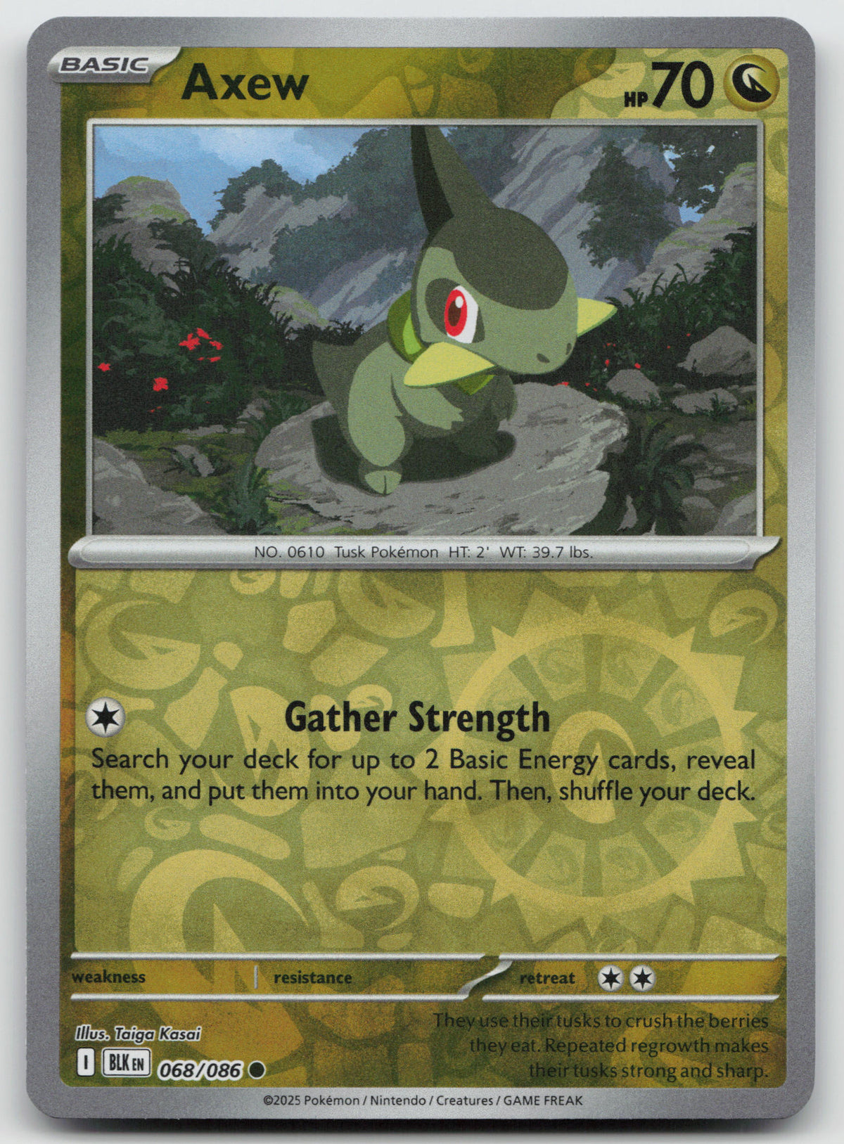 Axew Common Reverse Holo SV: Black Bolt 068/086 NM