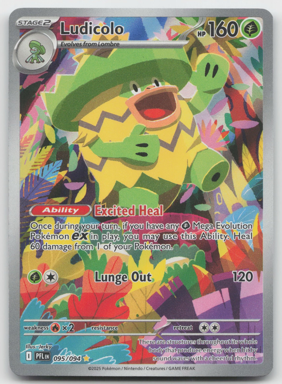 Ludicolo Holo Illustration Rare ME02: Phantasmal Flames 095/094 NM