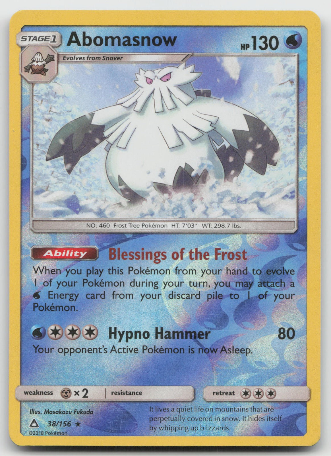 Abomasnow Reverse Holo Rare SM - Ultra Prism 38/156 LP