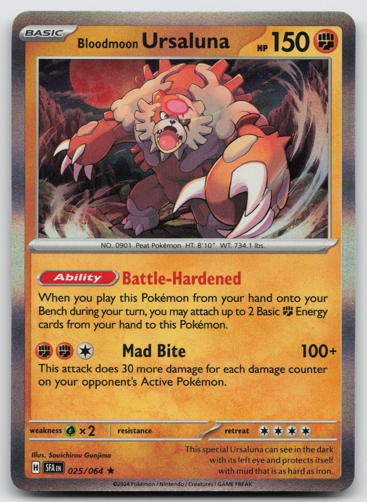 Bloodmoon Ursaluna Rare Holo SV: Shrouded Fable 025/064 NM