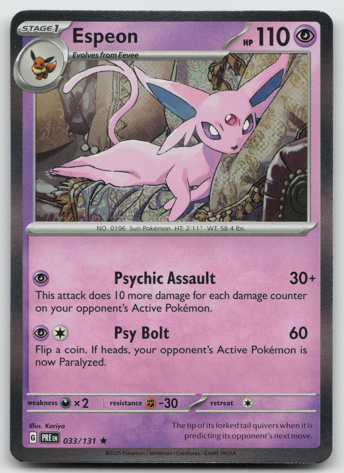 Espeon Rare Holo SV: Prismatic Evolutions 033/131 NM