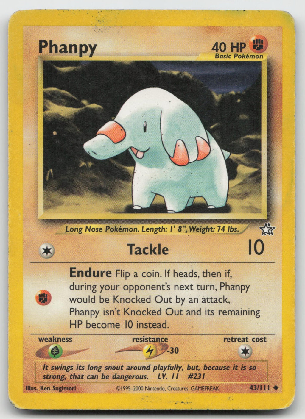 Phanpy Uncommon Unlimited Neo Genesis 43/111 DMG