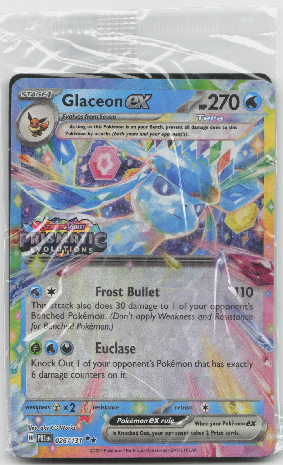 Glaceon ex Prismatic Evolutions Stamp Promo Holo Surprise Box 026/131 NM SEALED