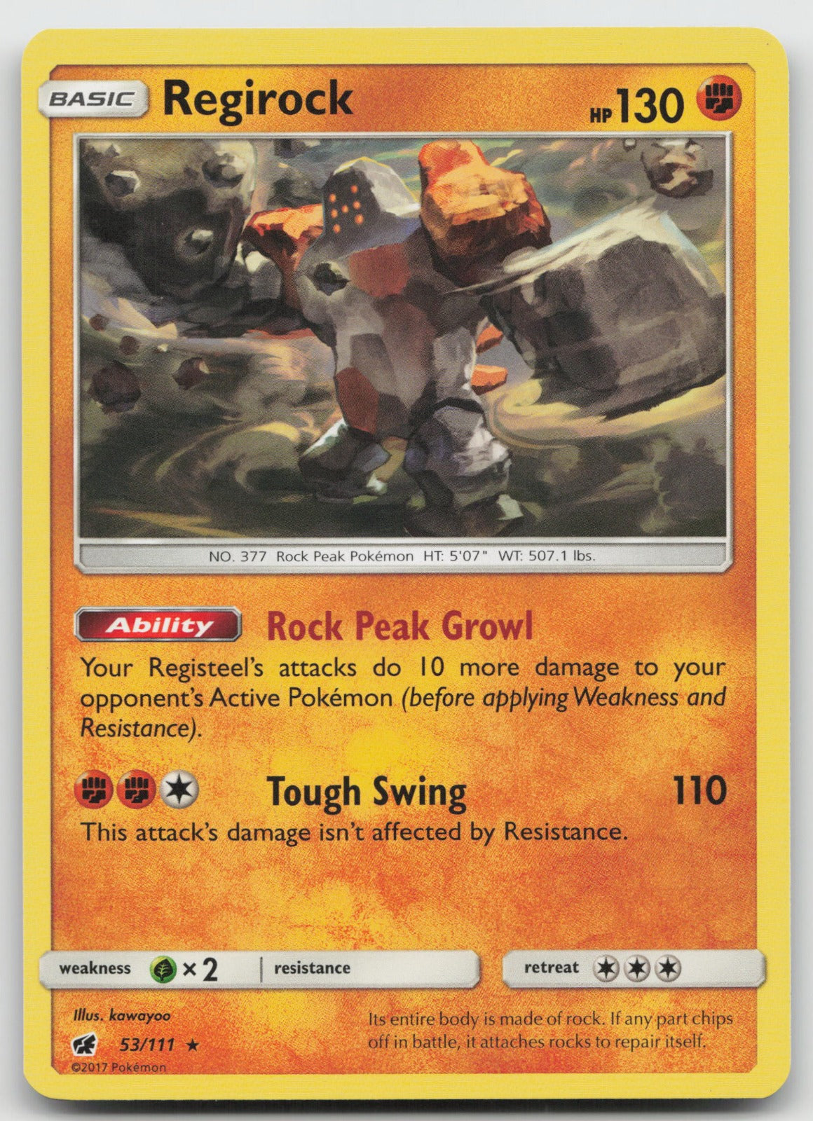 Regirock Rare SM - Crimson Invasion 53/111 NM