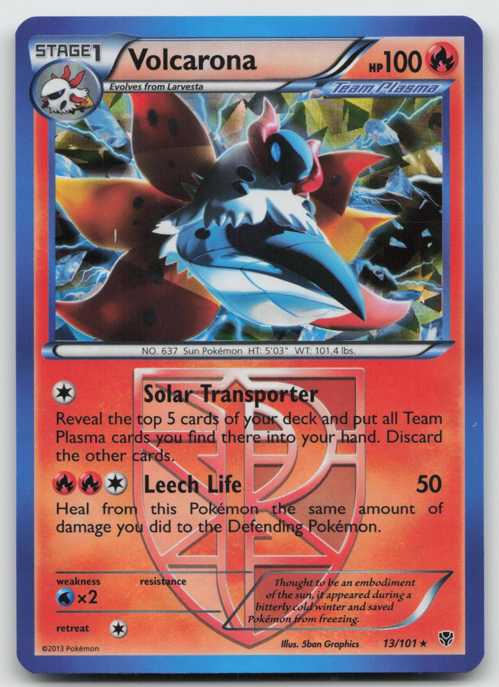 Volcarona - (BW Plasma Blast) Cracked Ice Holo Rare Deck Exclusives 13/101 VLP