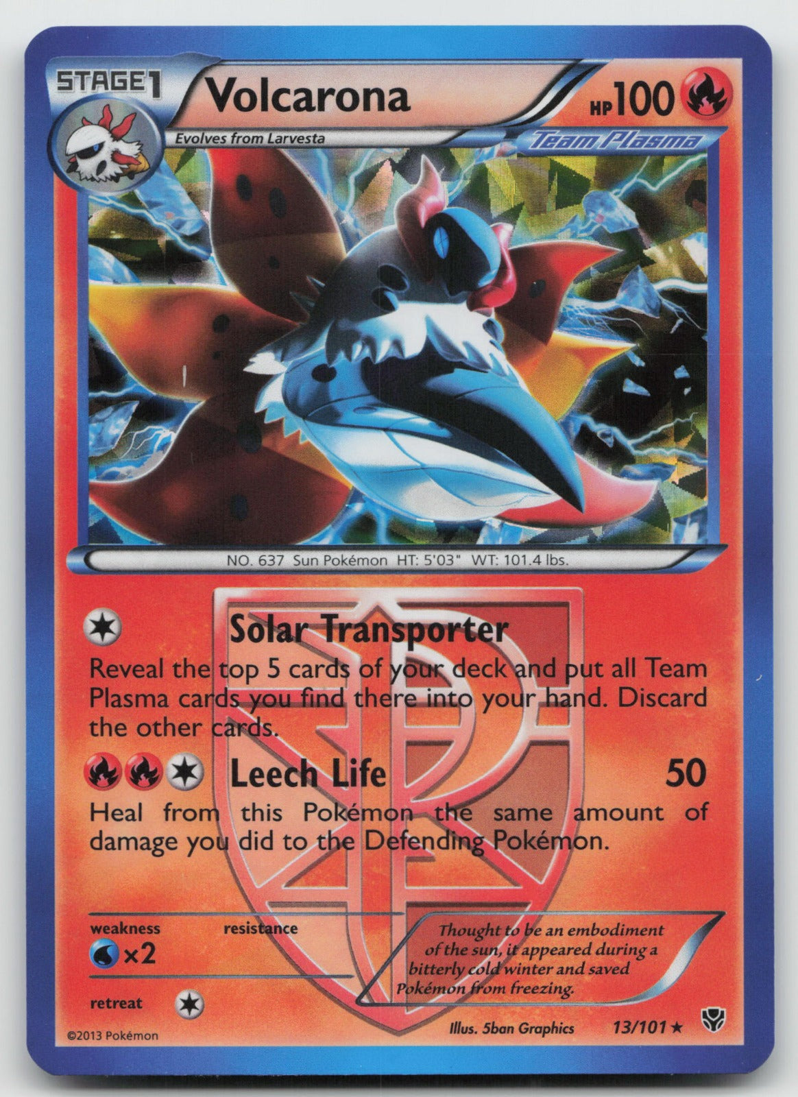 Volcarona - (BW Plasma Blast) Cracked Ice Holo Rare Deck Exclusives 13/101 VLP